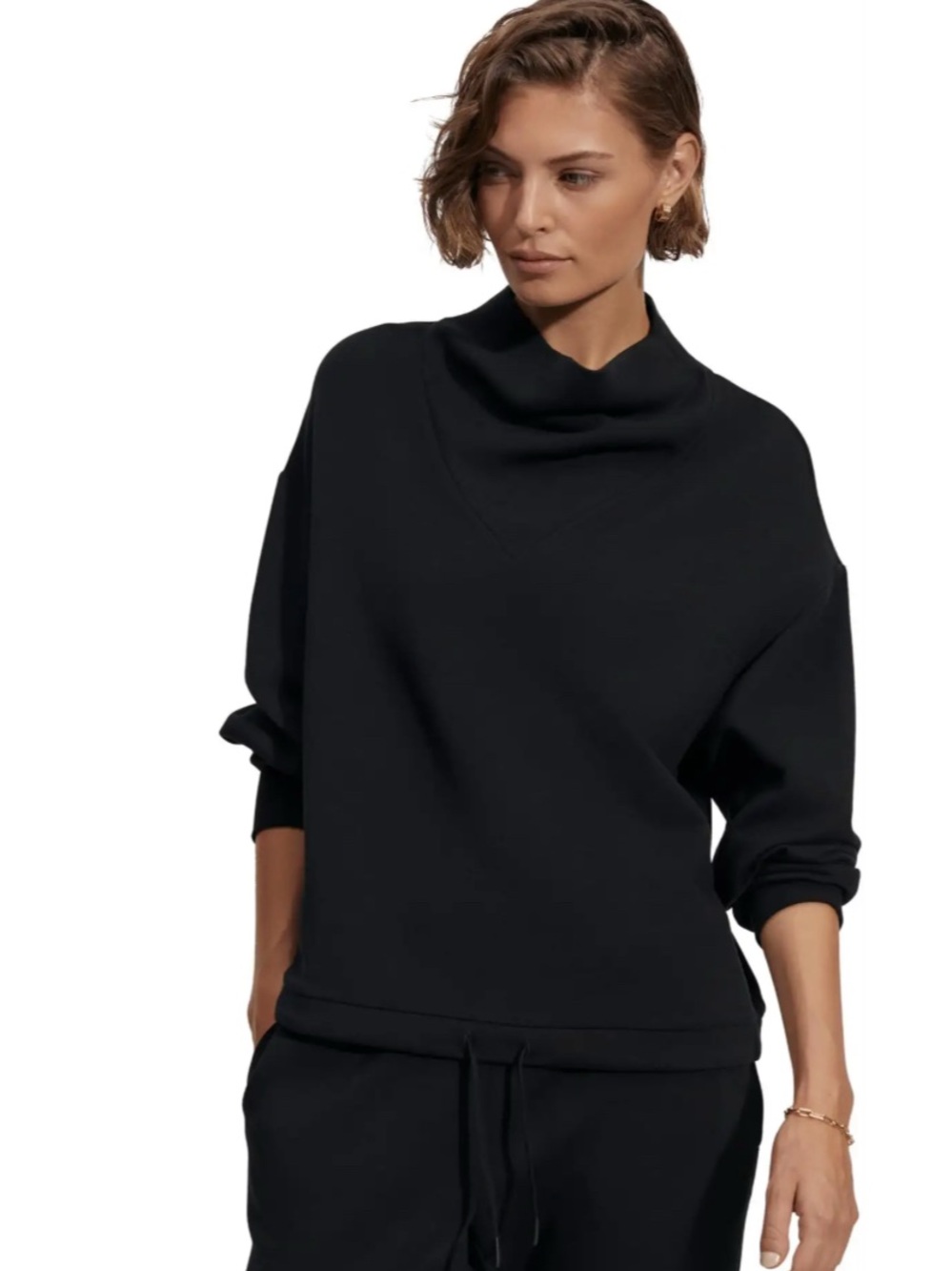 Varley Betsy Sweat Oversized Large Double Soft Black Pullover